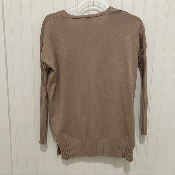 Metric Knits Women's V-Neck Sweater in Beige - Picture 6 of 9